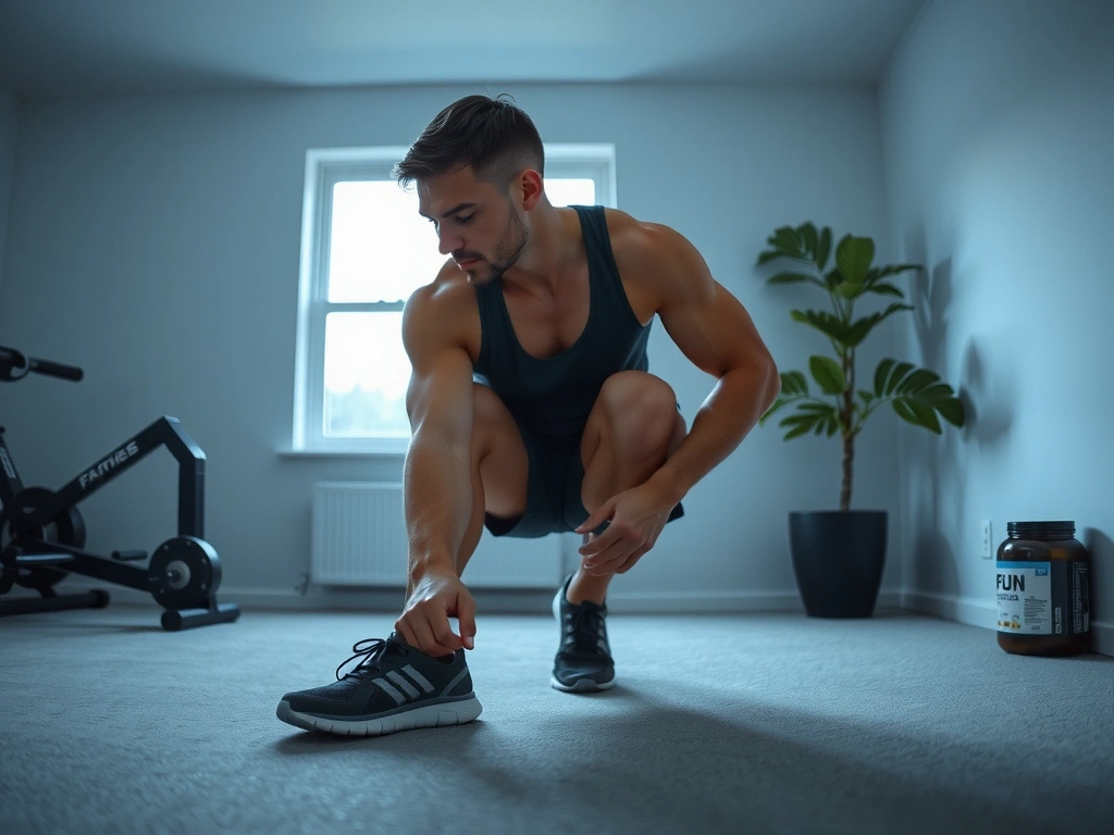 Atlet pregătindu-se pentru antrenament matinal